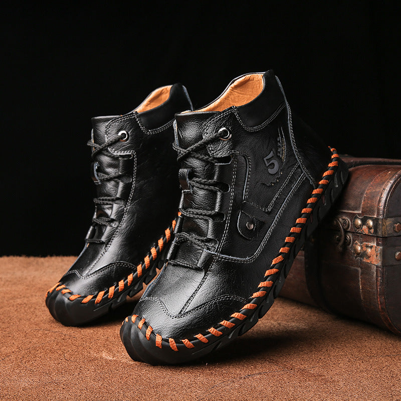 Men's Embossed Cowhide Ankle Boots