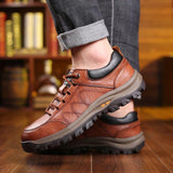 Men's Stitched Leather Arch-Support Walking Shoes