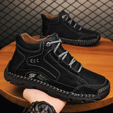Men's Leather Lace-Up Mid-Top Walking Boots
