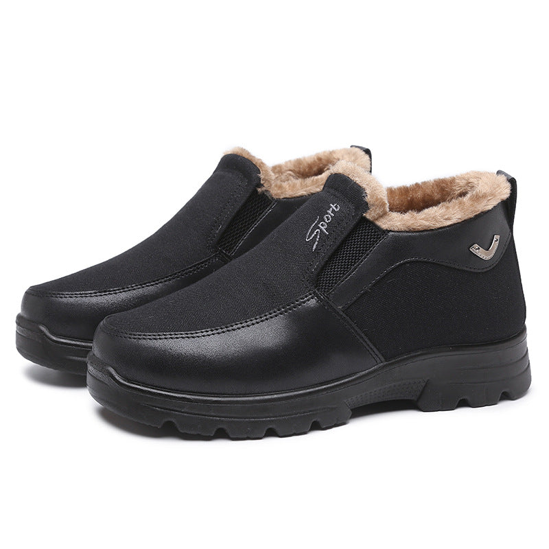 Men's Winter Fleece Waterproof Warm Non-Slip Orthopedic Shoes Snow Ankle Boots (Medical Certification)