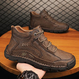 Men's Leather Lace-Up Mid-Top Walking Boots