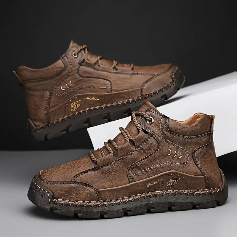 Men's Leather Lace-Up Mid-Top Walking Boots