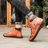 Men's Embossed Cowhide Ankle Boots