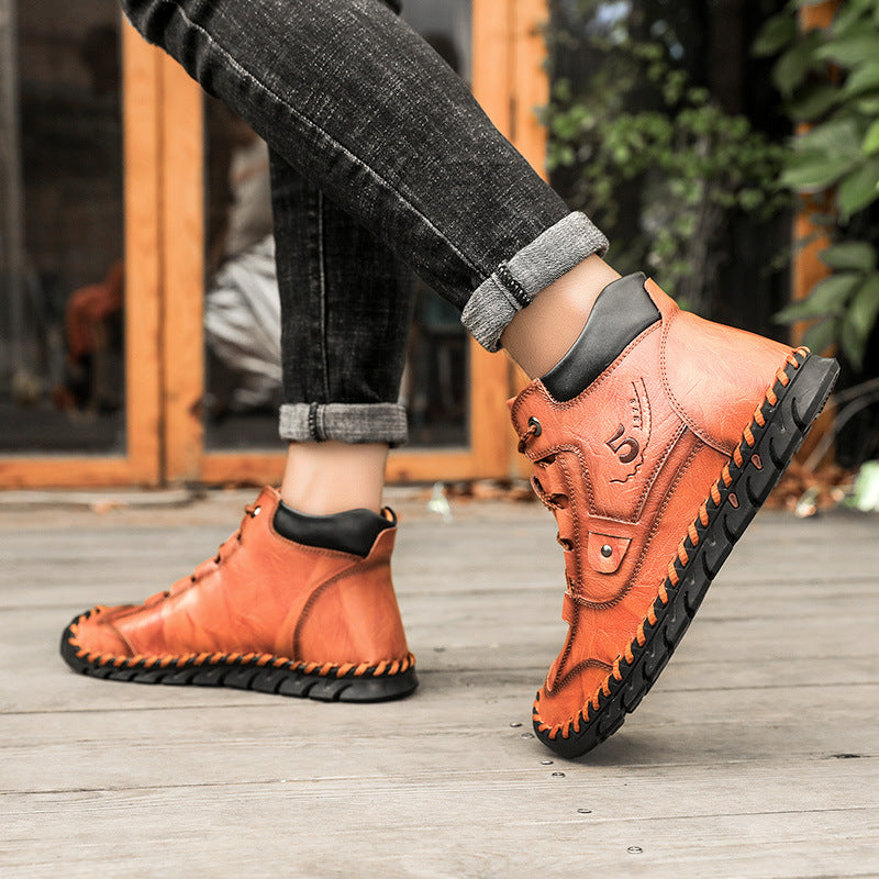 Men's Embossed Cowhide Ankle Boots