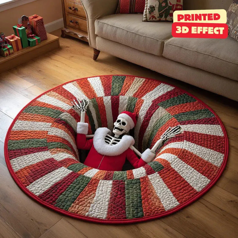 💀Christmas Eve-themed 3D Quilted Round Mat🎄