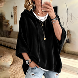 Veloura Oversized 3/4-Sleeve Velour Hoodie