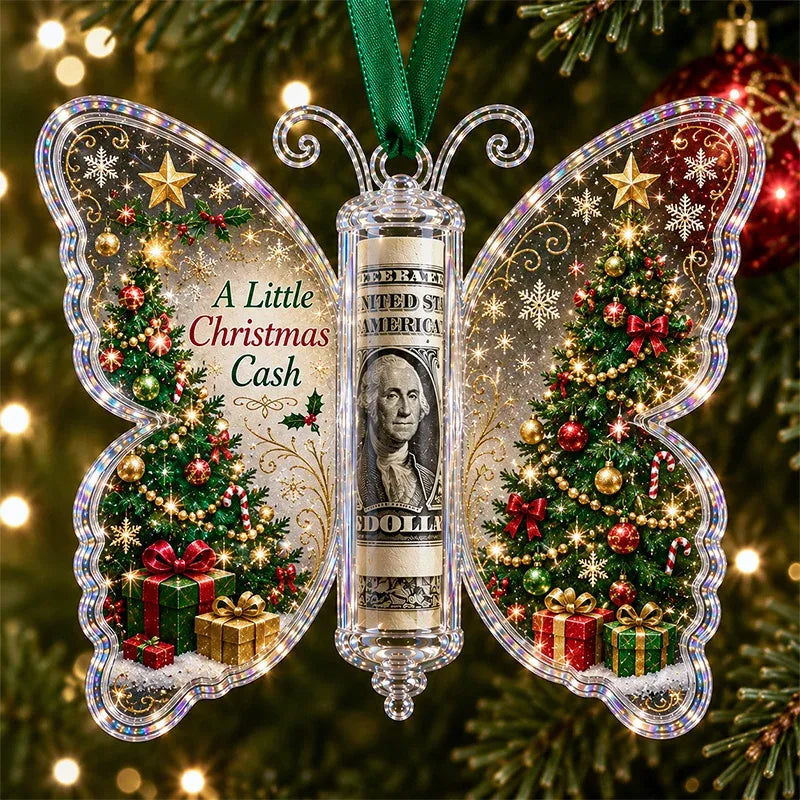🦋 Christmas Butterfly Cash Gift Ornament