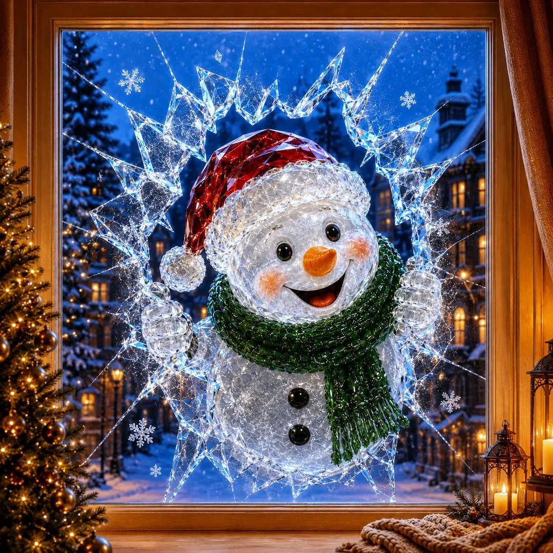 🎄 3D Crystal Christmas Window Decal
