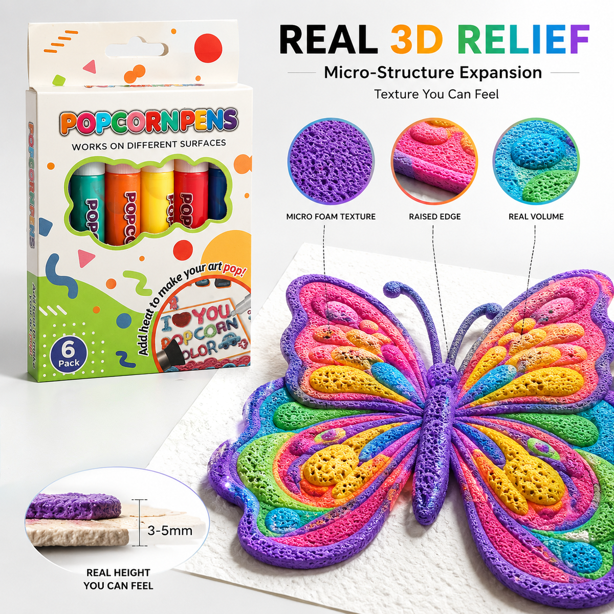 🖍️ 3D Relief Art Pen – Turn Flat Drawings Into Raised Art