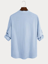 🔥 Chemise décontractée pour homme en coton et lin à manches longues