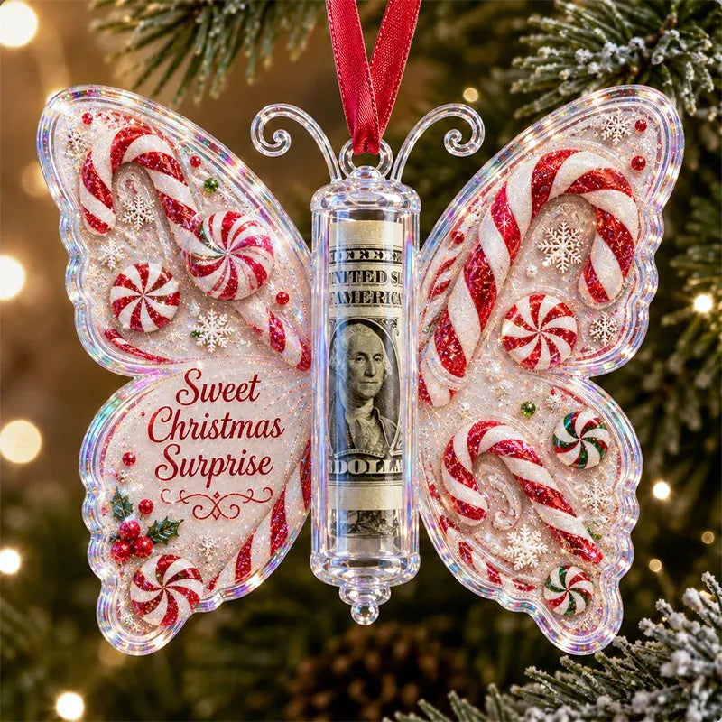🦋 Christmas Butterfly Cash Gift Ornament