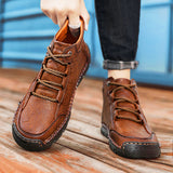 Men's Leather Lace-Up Mid-Top Walking Boots