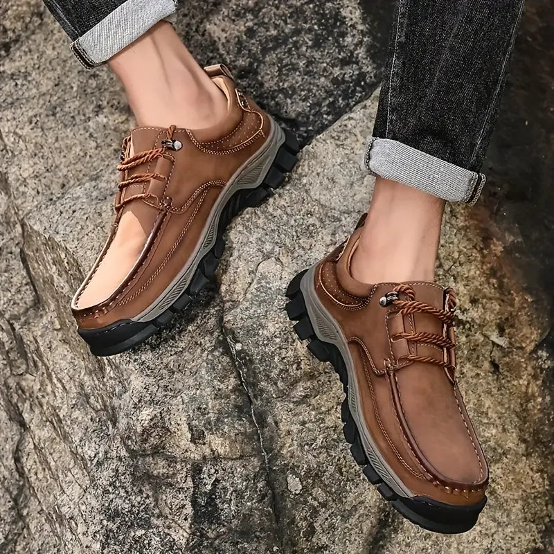 Men's Genuine Leather Slip-On Loafers with Arch Support