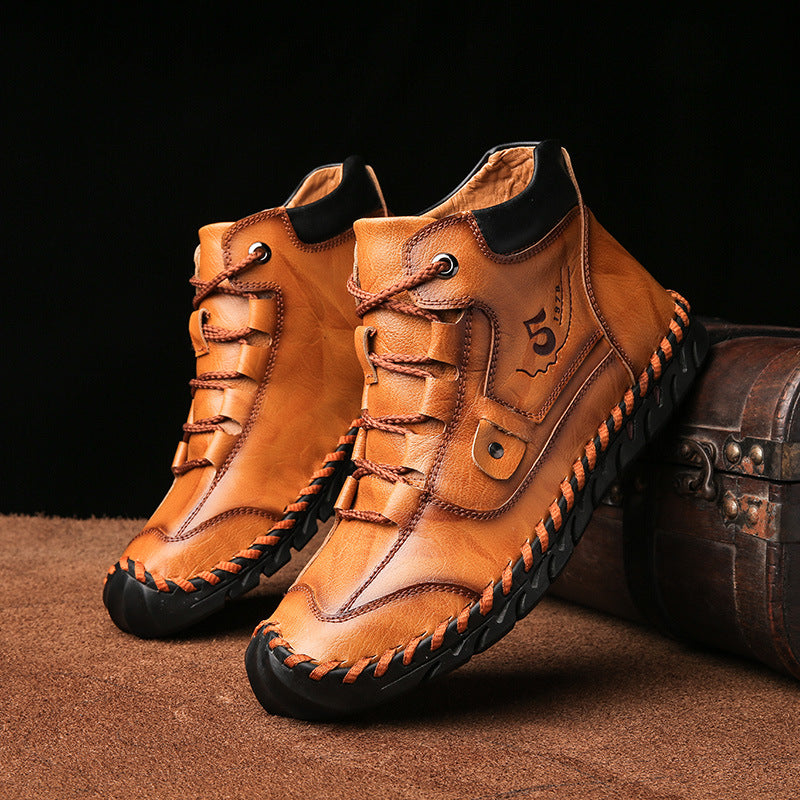 Men's Embossed Cowhide Ankle Boots