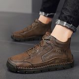 Men's Leather Lace-Up Mid-Top Walking Boots