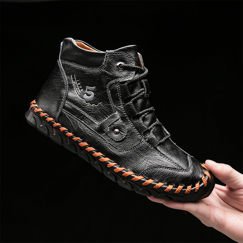 Men's Embossed Cowhide Ankle Boots