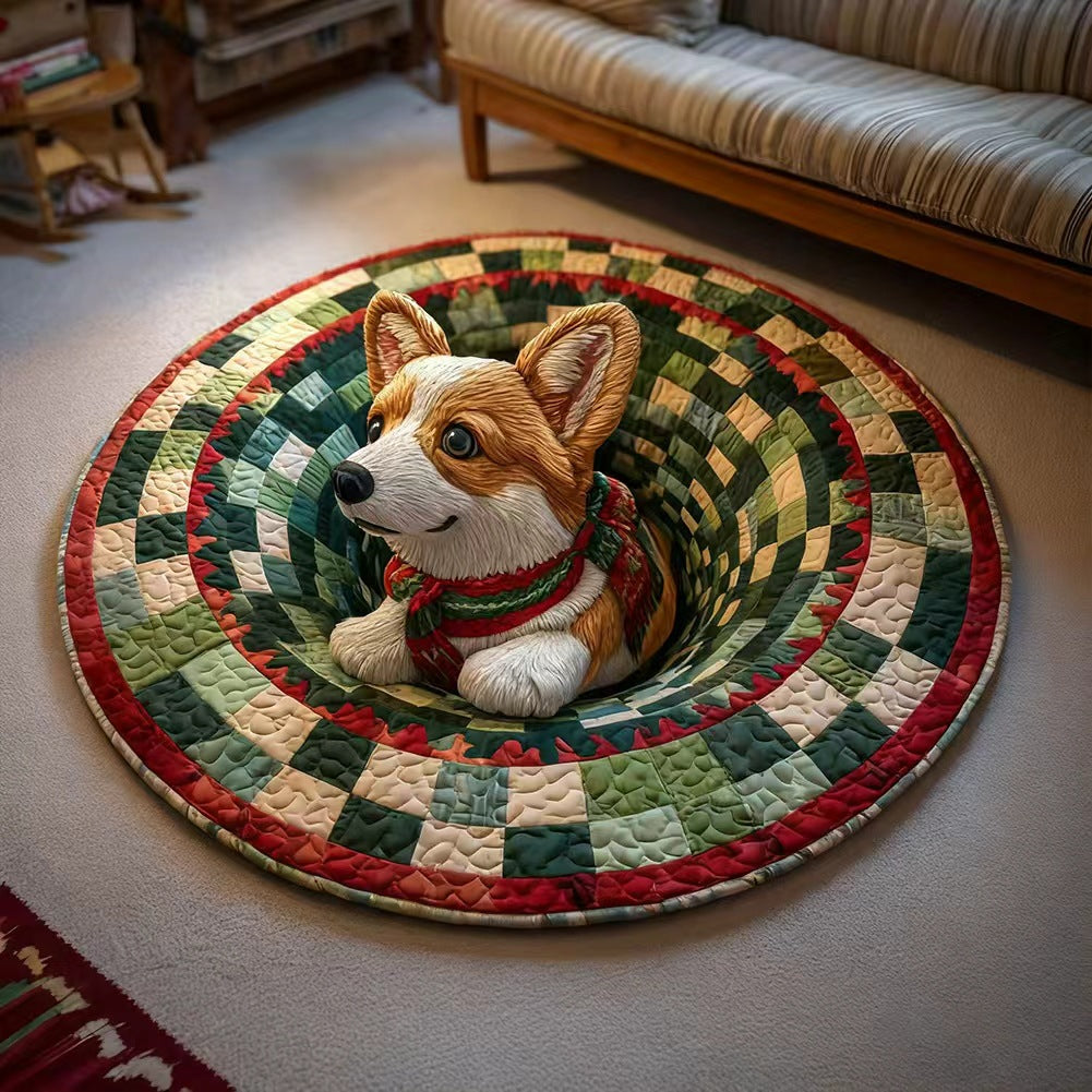 💀Christmas Eve-themed 3D Quilted Round Mat🎄