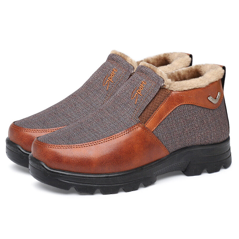 Men's Winter Fleece Waterproof Warm Non-Slip Orthopedic Shoes Snow Ankle Boots (Medical Certification)