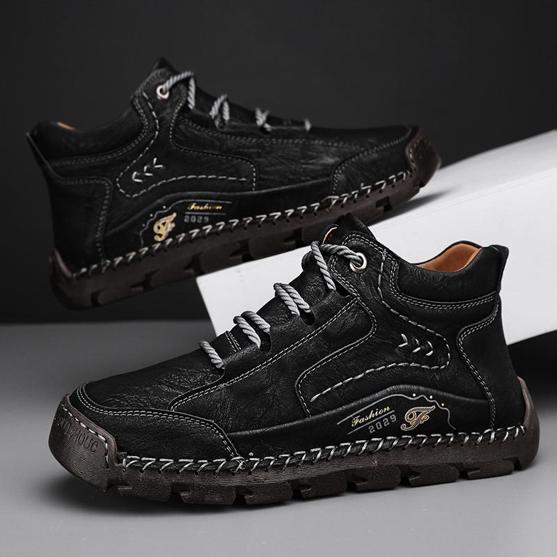 Men's Leather Lace-Up Mid-Top Walking Boots