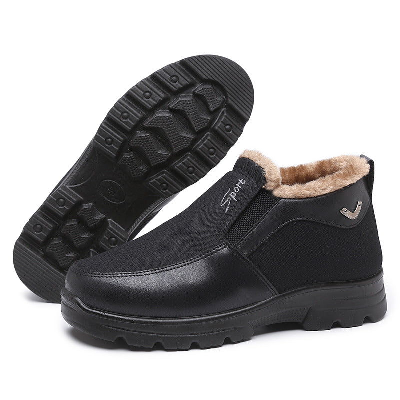 Men's Winter Fleece Waterproof Warm Non-Slip Orthopedic Shoes Snow Ankle Boots (Medical Certification)