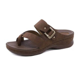 LAST DAY 70% OFF-Women's Orthopedic Wedge Wide Toe Arch Support Leather Sandals