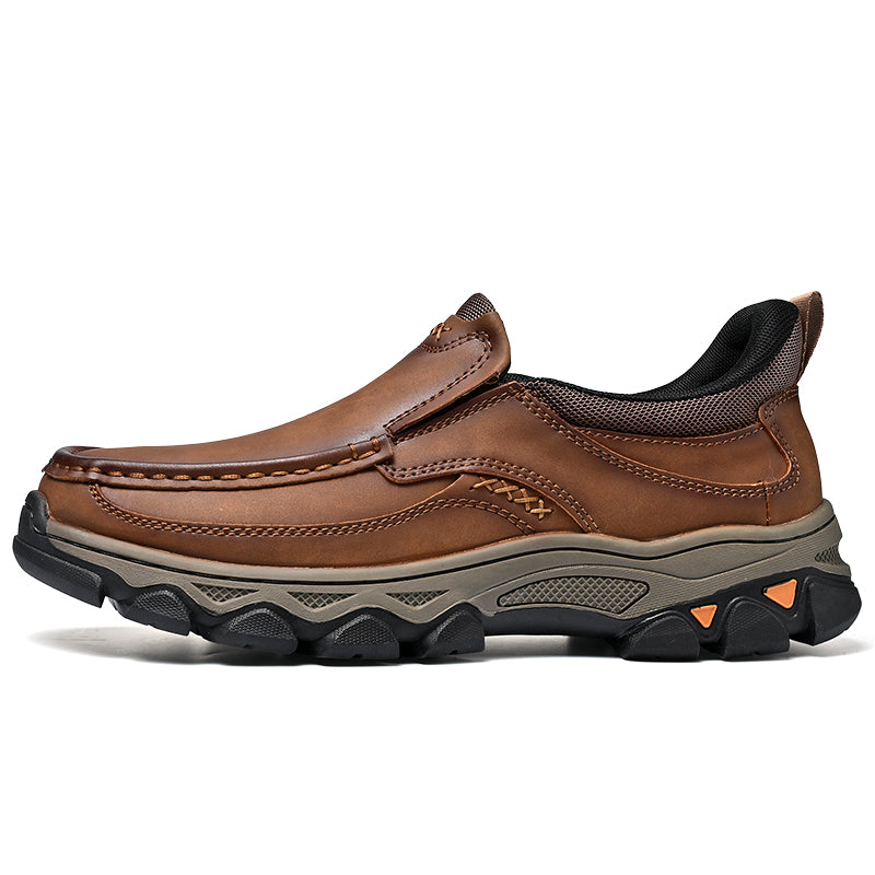Men's Easy-On Genuine Leather Slip-On Walking Shoes
