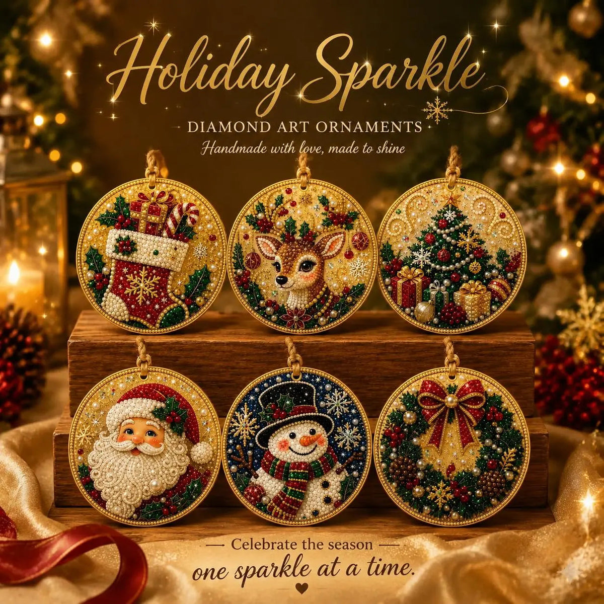 🎁🎄DIY Diamond Painting Christmas Ornaments Kit - Holiday Home Decor (6/12 Pcs)