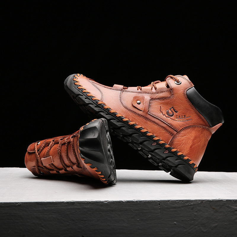 Men's Embossed Cowhide Ankle Boots