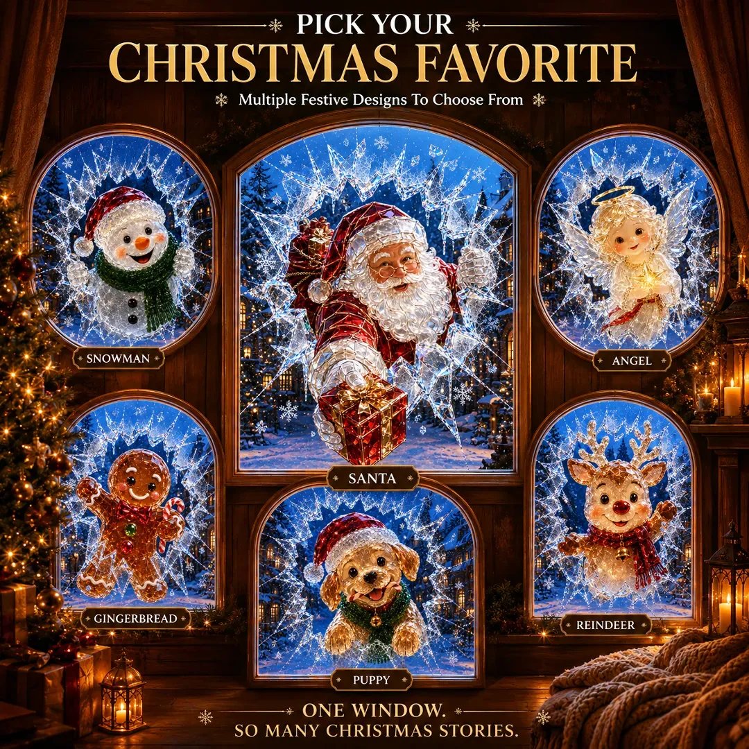 🎄 3D Crystal Christmas Window Decal