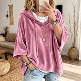 Veloura Oversized 3/4-Sleeve Velour Hoodie