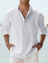 🔥 Chemise décontractée pour homme en coton et lin à manches longues