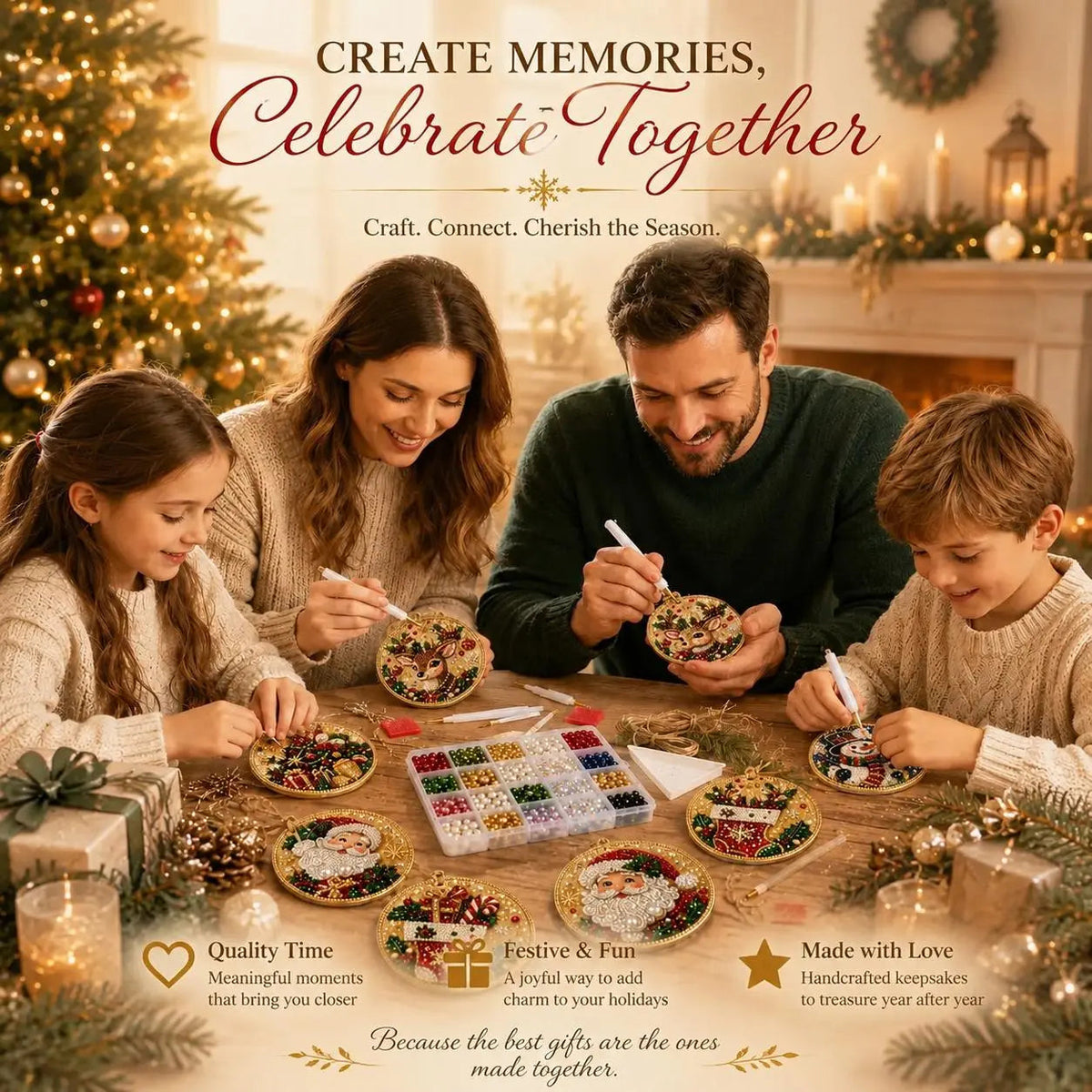 🎁🎄DIY Diamond Painting Christmas Ornaments Kit - Holiday Home Decor (6/12 Pcs)
