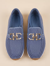 Navy blue breathable mesh comfort loafers