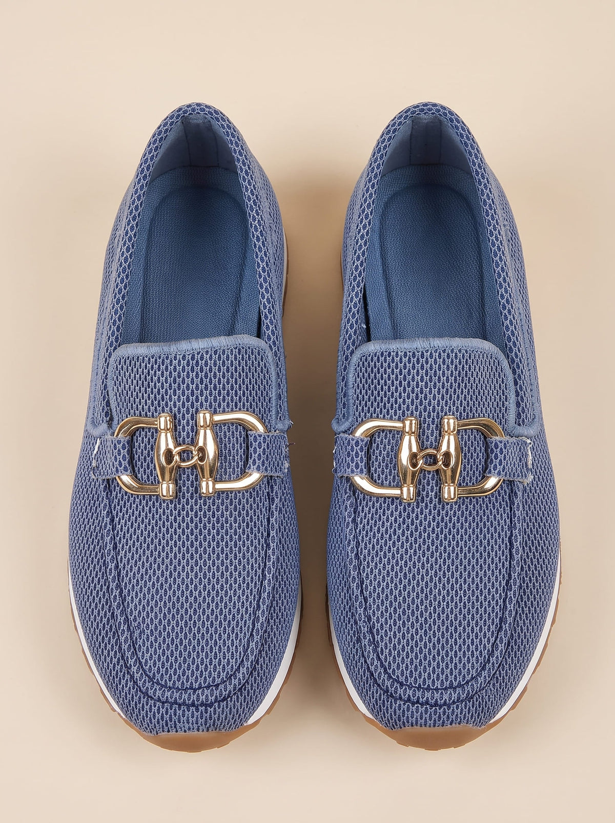 Navy blue breathable mesh comfort loafers