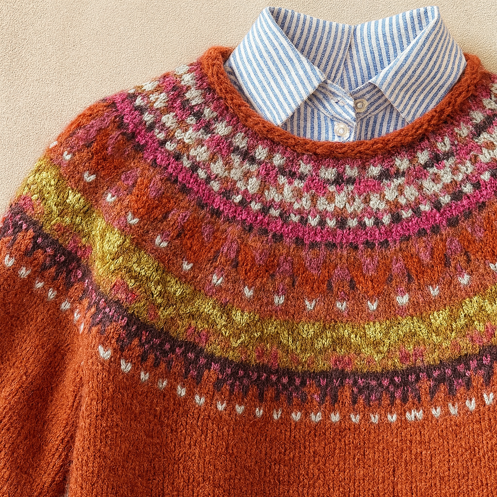 Women's Geometric Crewneck Knit Sweater