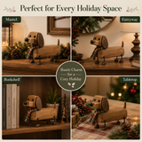 Rustic Wooden Christmas Dachshund Figurine