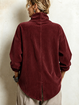 Women's Corduroy Asymmetrical Button-Up Top