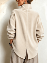 Women's Corduroy Asymmetrical Button-Up Top