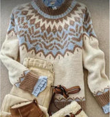 Women's Geometric Crewneck Knit Sweater