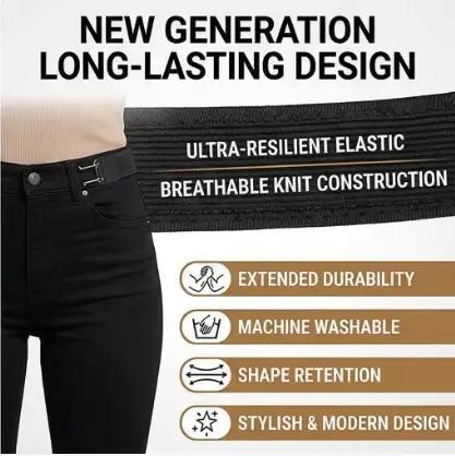 👖Buckle-Free Invisible Elastic Belt - Flat Adjustable Stretch Fit for Jeans & Pants