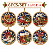 🎁🎄DIY Diamond Painting Christmas Ornaments Kit - Holiday Home Decor (6/12 Pcs)