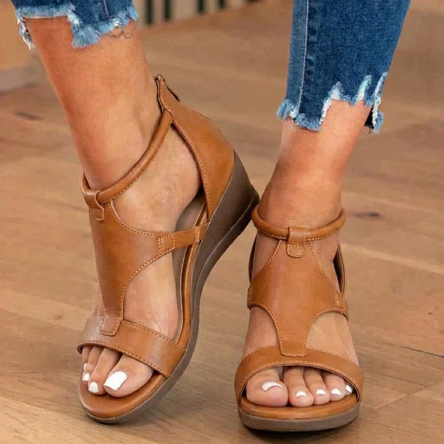 Orthopädische Gladiator-Sandalen aus Leder – T-Riemen mit Knöchelschnalle