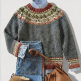 Women's Geometric Crewneck Knit Sweater