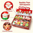 Assorted Christmas character squishy toys in a red display box