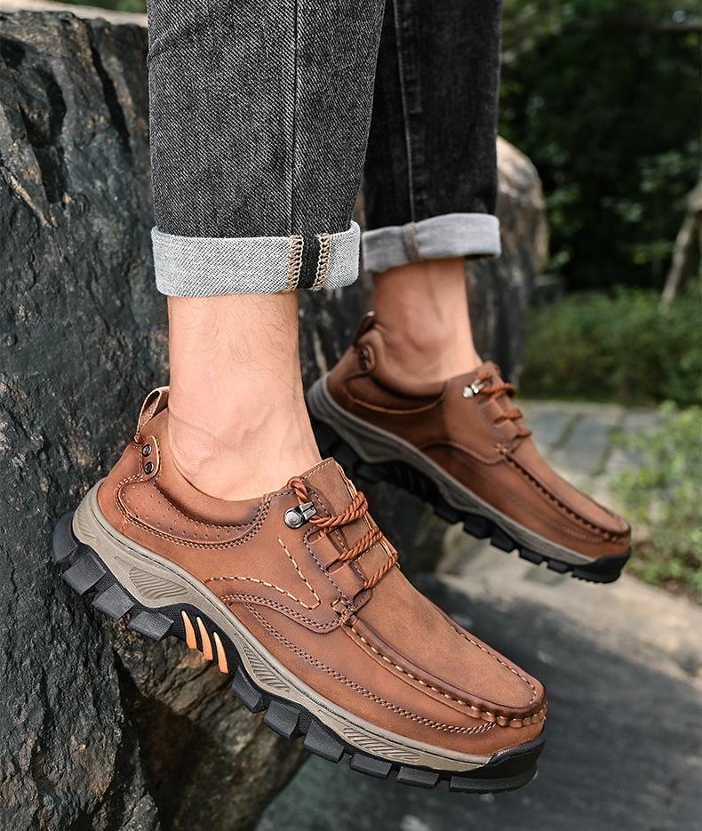 Men's Genuine Leather Slip-On Loafers with Arch Support