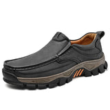 Men's Lightweight Breathable Leather Walking Loafers – Non-Slip