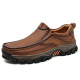 Men's Lightweight Breathable Leather Walking Loafers – Non-Slip
