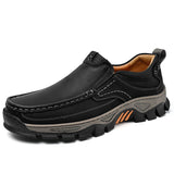 Men's Lightweight Breathable Leather Walking Loafers – Non-Slip
