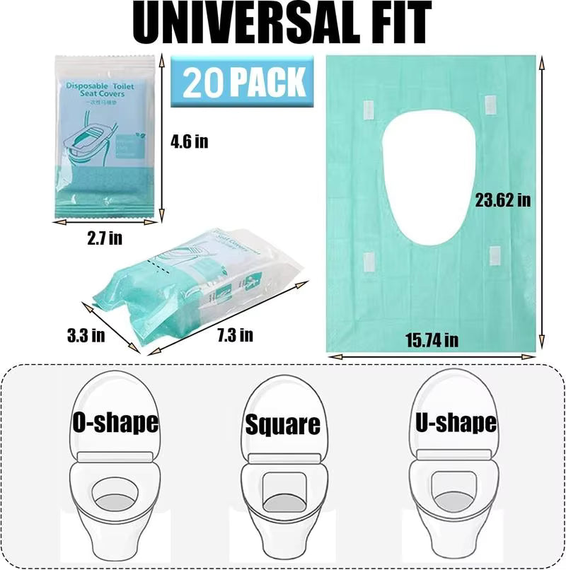 Extra-Large Waterproof Disposable Toilet Seat Covers - Non-Slip & Individually Wrapped