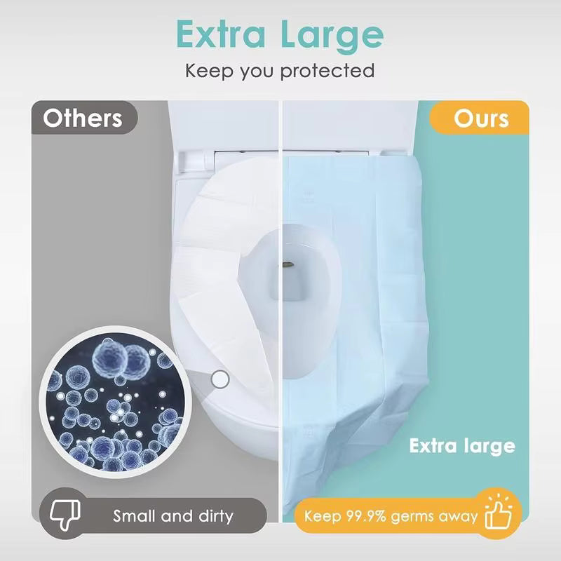 Extra-Large Waterproof Disposable Toilet Seat Covers - Non-Slip & Individually Wrapped